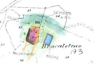 Rilievo dell'uso del suolo eseguito a mano dal rilevatore: indicazioni sugli edifici e i materiali