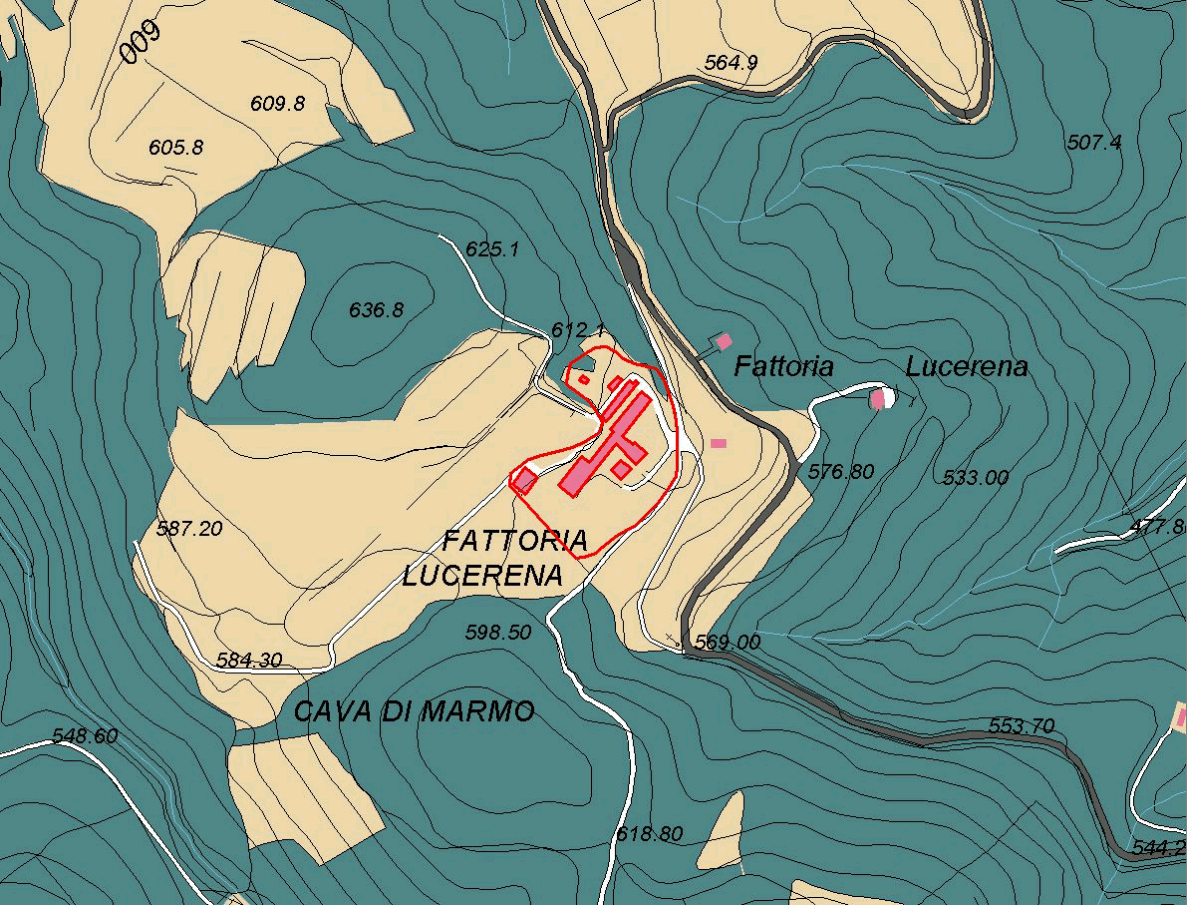 Porzione della Carta Tecnica Regionale che inquadra gli edifici di questa scheda