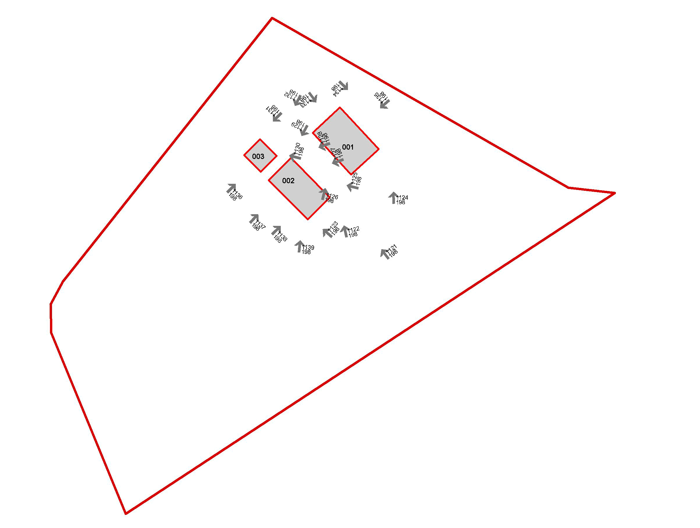 Mappa riassuntiva dei punti dai quali sono state scattate le foto agli edifici